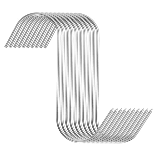 sourcing map 10Pcs Meat Hooks 5.1 Inch 3mm Stainless Steel Smoking Hook Butcher Hook Meat Processing Butcher Hook Hanger Hooks for Smoking, Grilling, Beef, Rib, Barbecue