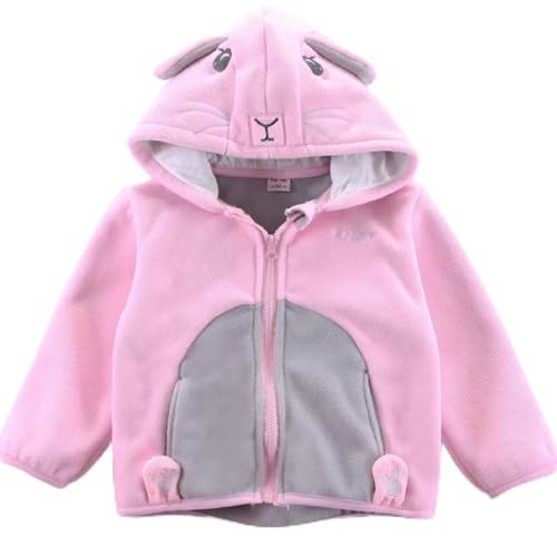 Baby Girls Boys Fleece Hooded Jacket Zip Up Outwear Coat