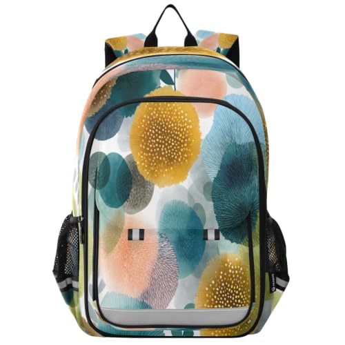 Sac à dos scolaire jaune bleu vert abstrait pour enfants et adolescents