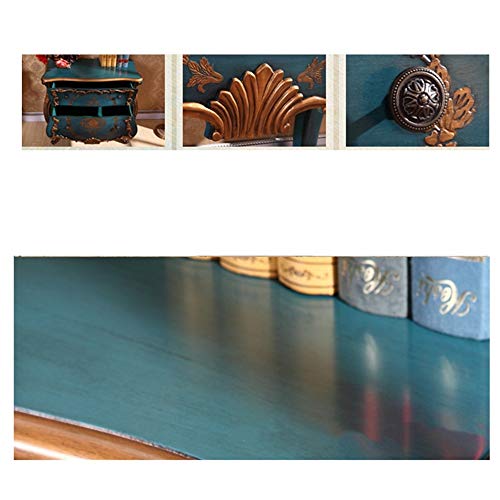 Teerwere Wooden Sideboard Vintage Of Drawers,Rustic Retro Furniture Painted Hand-Painted Porch Drawer Locker Cupboard Cabinet Storage Unit (Color : Blue, Size : 95X46X89Cm) #TOP4