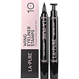 LA PURE Waterproof Liquid Eyeliner Stamp Winged Eyeliner Tool 2x Cat Eye - Winged & Fine Tipped Pen Eyeliner Stencil Smudge Proof Black Eye Liner Tiktok Trend Items Wing Stamp - Black 8mm