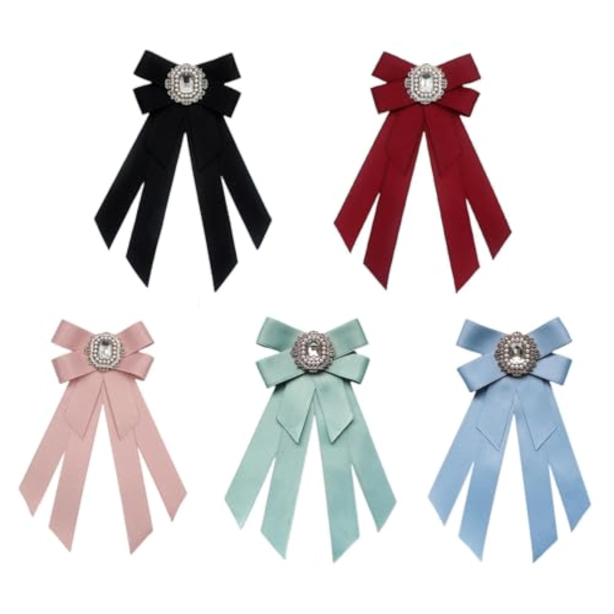 Women's Black Bow Tie Ribbon Brooch Pin Collar Tie