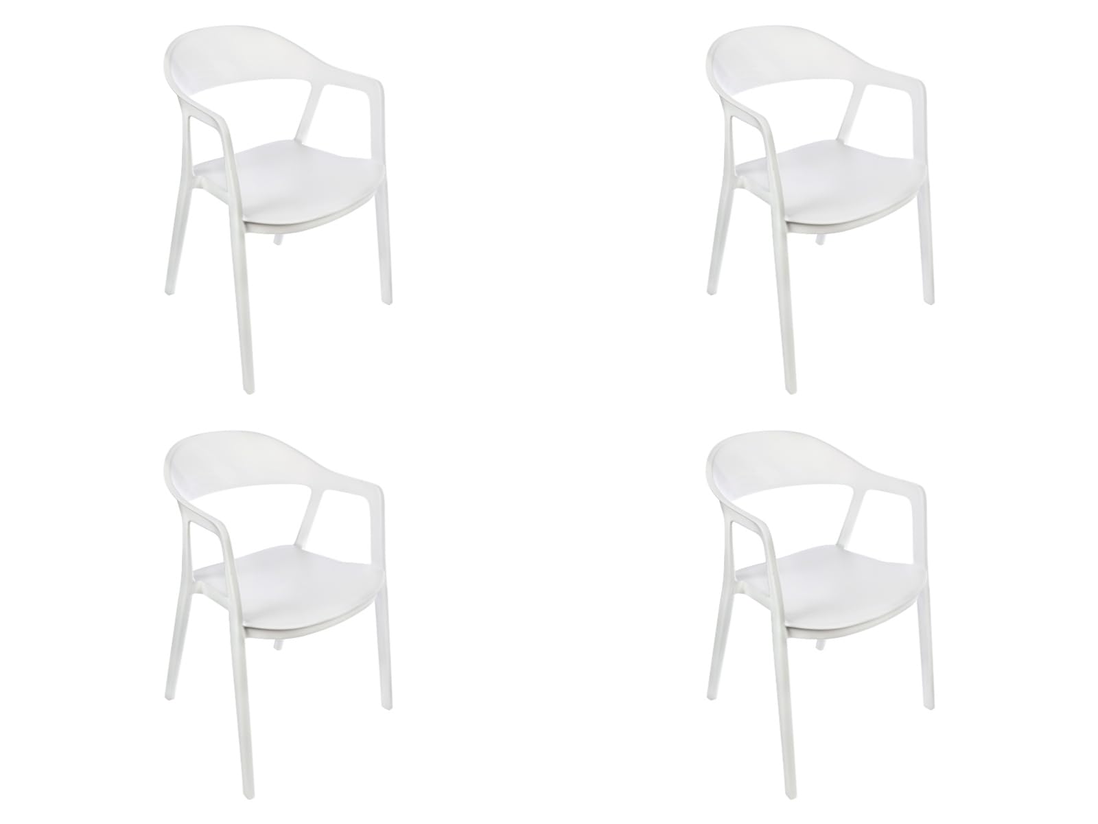 Pack 4 Sillas con Reposabrazos Apilables | Pack 4 Sillas Plástico Color Blanco