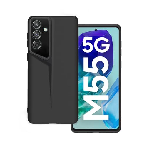 Image of Amazon Brand - Solimo Ultra-Thin Blade Runner Series Matte Finished Camera Protection Soft Back Cover for Samsung Galaxy M55 | M55s | F55 5G - Black