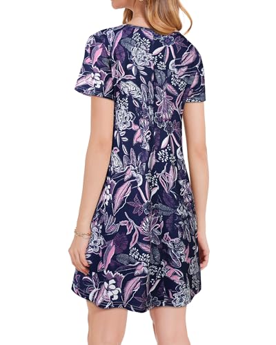 Image of JOLIGAL Summer Dresses for Women Casual Short Sleeve Sundress Scoop Neck Beach T Shirt Dress with Pockets 2026