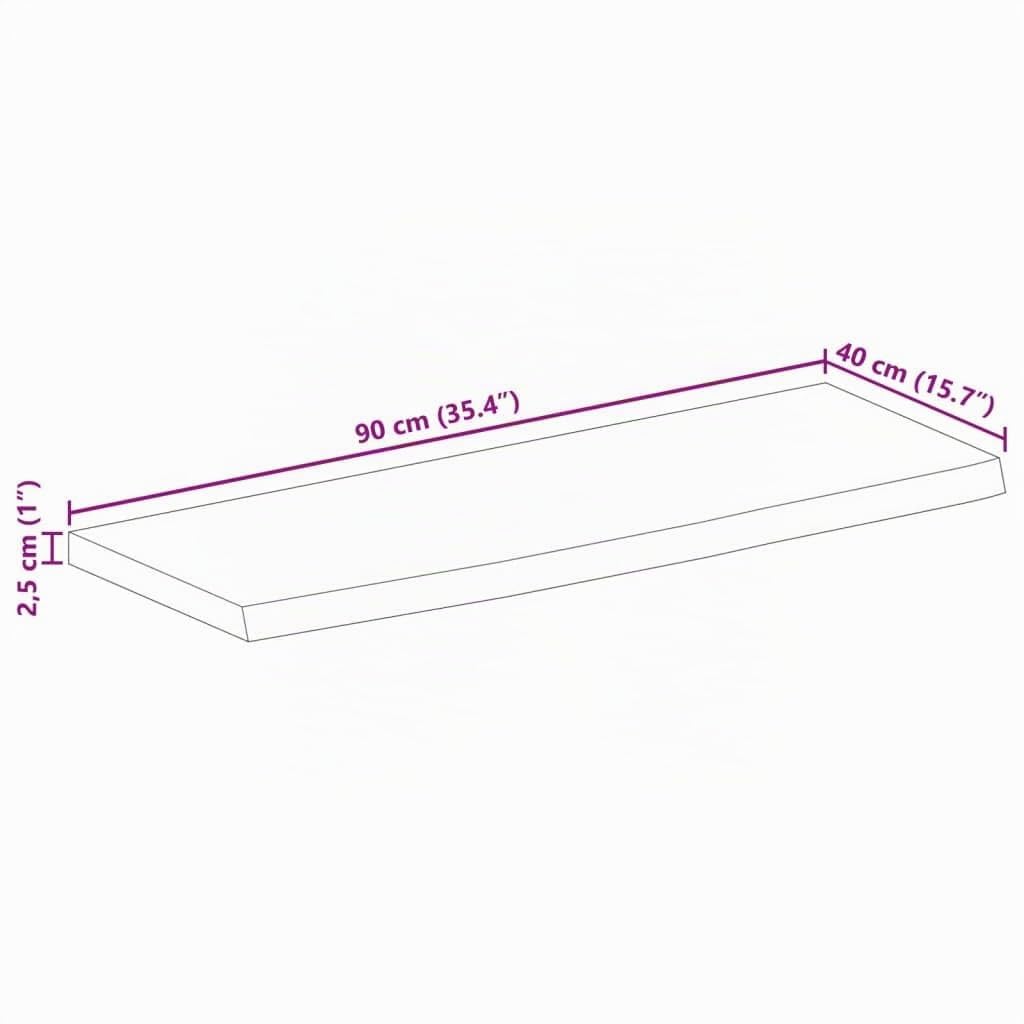 vidaXL Tablero de Mesa Borde Natural Madera Maciza Mango 90x40x2,5 cm, Superficie de Mesa, Tablero de Reemplazo