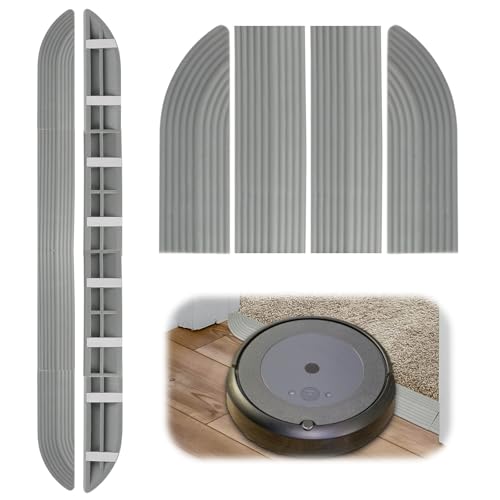 Threshold Ramp Mat Door Sill, 1.5cm Universal Sweeper Door Sill, TPE Step Ramp Climbing Mat Kit, Doorway Robot Vacuum Cleaner Threshold, Steps Stairs Doorways Curbs for Xiaomi for NARWAL(Gray)