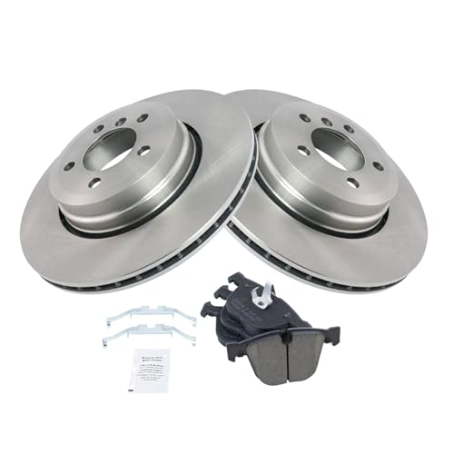 Image of TRQ Rear Brake Pad and Rotor Set Ceramic Compatible with 2006-2008 BMW 750i 750Li 760Li 2005-2006 760i