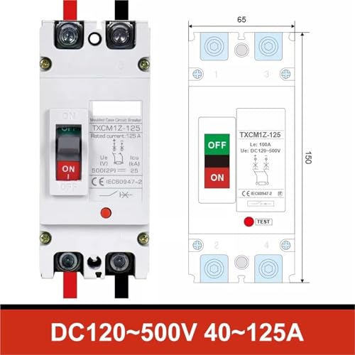 Disjoncteur CC 500V 2P 125A isolateur boîtier moulé MCCB pour courant continu PV - 2