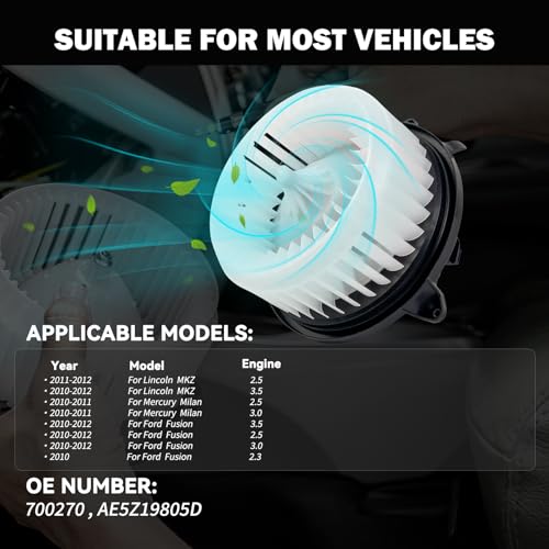 Image of 700270 AC Heater Blower Motor Fan Fit for Mercury Milan 2010-2011,for Lincoln MKZ 2010-2012,for Ford Fusion 2010-2012 AE5Z19805D