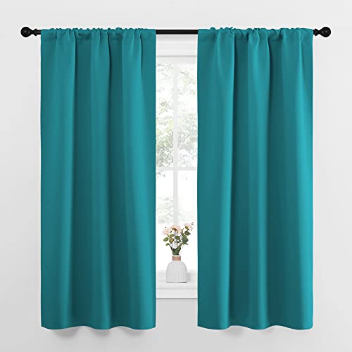 NICETOWN Peacock Blue Blackout Curtains Panels for Window, Thermal Insulated Rod Pocket Blackout Drapes/Draperies for Living Room (2 Panels, W34 x L63 inches) Peacock Blue 34"W x 63"L (Pack