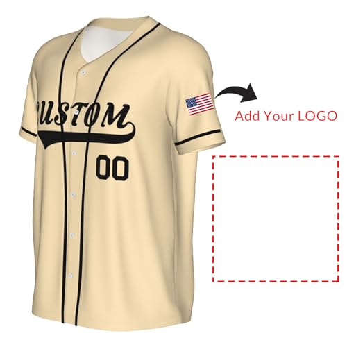 Camiseta de béisbol personalizada para hombres y mujeres en talla única color beige miniatura 4