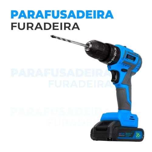 Furadeira Parafusadeira Portátil 5,5-3nm Torque Bateria 36v 10000mah Recarregável Controle De Veloci