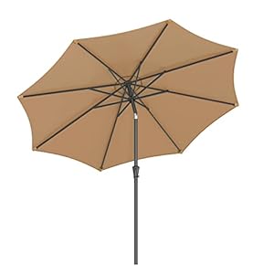SONGMICS Sonnenschirm 300 cm, UPF 50+, Strandschirm, beidseitig um 30° knickbar, Sonnenschutz, mit Kurbel zum Öffnen/Schließen, für Terrasse, Balkon, Pool, ohne Ständer, taupe GPU30BRV1