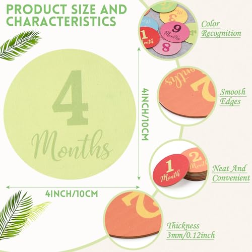 Image of Pregnancy and Baby Shower Gift, Baby Monthly Milestone Cards with Animal Print Milestone Wood Plates Includes Digits Print for Boy /Girl