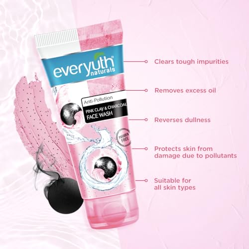 Image of Everyuth Naturals Anti Pollution Face Wash, Face Scrub & Face Pack Combo, Deep Cleansing & Skin Purifying, Suitable for All Skin Types, 50g Each (Pack of 3)