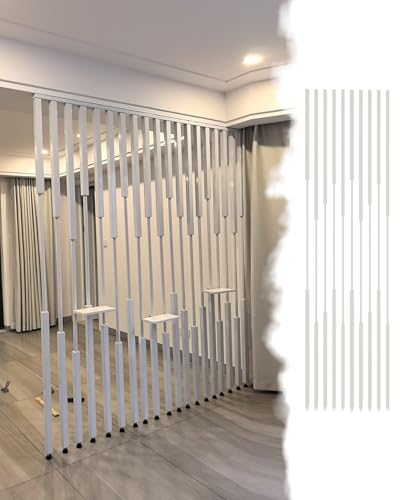 Separador de Ambientes Divisor de Ambiente Pared de Entrada de Metal del Suelo al Techo, Poste de Separación de Espacio Abierto, Columna Cuadrada de Privacidad(10pcs Height,275cm/108.3in/9ft)