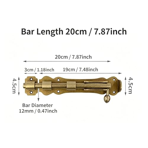 Verrou à flasque au sol laiton massif bronze pour porte de cabanon en bois 12x200mm