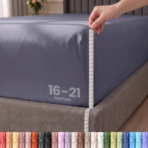 Extra Deep Pocket Queen Fitted Sheet, Fits 16-21 Inch Mattress...