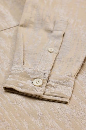Image of SNITCH Men Casual Shirt | Slim Fit Full Sleeve Mandarin Collar Stripes Design | Premium Viscose Blend & Breathable Fabric for Everyday & Semi-Formal Wear