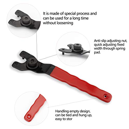 Image of Rybtd Universal Angle Grinder Spanner 8-48mm Adjustable Pin Spanner with Allen Key Fitting Part Inner Outer Flange Home Spanner Wrenches Repair Tool Applied to 4''5''6''7''9'' Angle Grinder Polisher