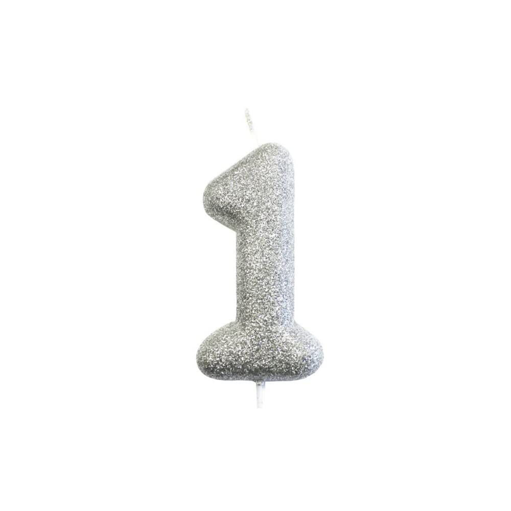 CROSSWEAR AHC40/1 Number 1 Silver Glitter Pick Candle-1 Pc