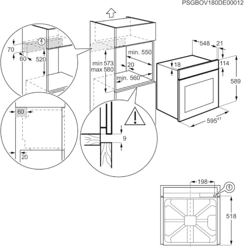 AEG four électrique ventilé BEE641222M multifonction avec grill 72 litres 60 cm - vue 7
