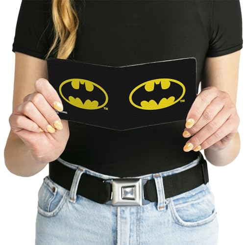 Image of DC Comics Wallet, Bifold, Batman Black Yellow, Vegan Leather, 4.0 inch x 3.5 inch