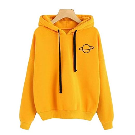 JJDSL Huvtröjor huvtröja sweatshirt, dam lös ledig tryckt tröja toppar pullover huvtröja damtröjor långärmad tröja damhuvtröjor damtröjor, gul, XXL