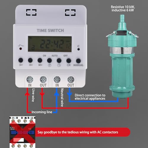 Timer switch programmable rail DIN 60A hebdomadaire pour automatisme - 6