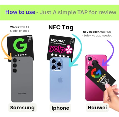 Taggerlink NFC Google Review Tap Tag – Reusable Phone Table/Window Tap Plate Card– Boost 5-Star Ratings – No App Needed – 3-Pack (Google – Tap Tag (Green) by taggerlink - Used condition - Image 8