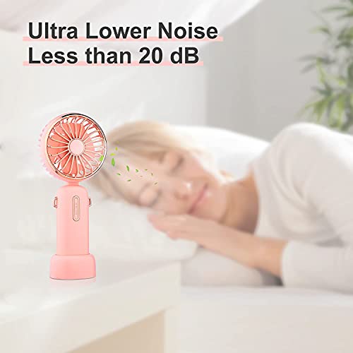 Mini ventilateur portable rose pliable et rechargeable USB à trois vitesses - 3