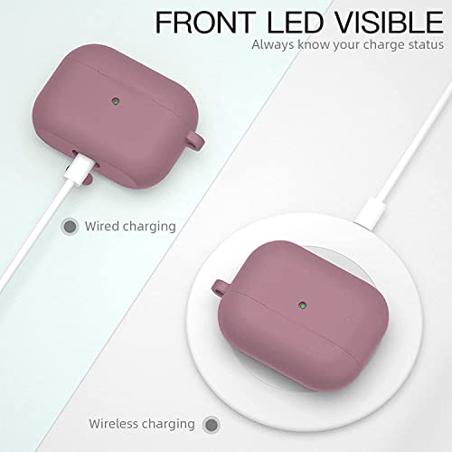 Image of Elzzi Compatible for AirPod Pro Case, Full Protective Silicone Case, Inner Microfiber Lining Airpod Pro Cover, Support Wireless Charging,Cover (Front LED Visible) (Lilac)