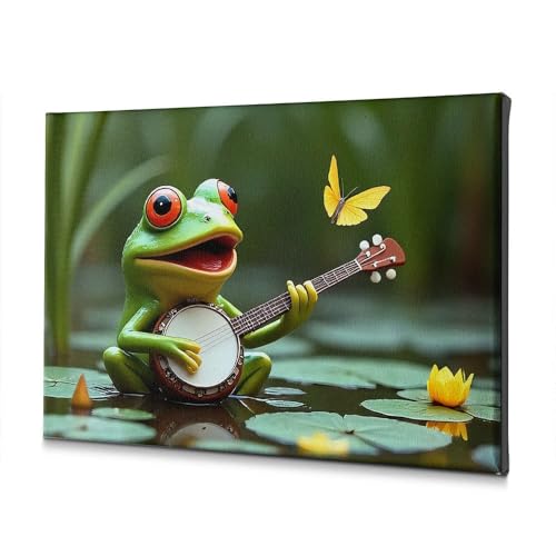 Décoration salle de bain grenouille banjo toile anti-ennui mural 20x30cm