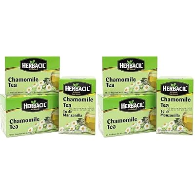 Herbacil Chamomile Tea, Made with Chamomile Flowers, Caffeine-Free, 6-pack of 25 bags per box (75 Tea Bags)