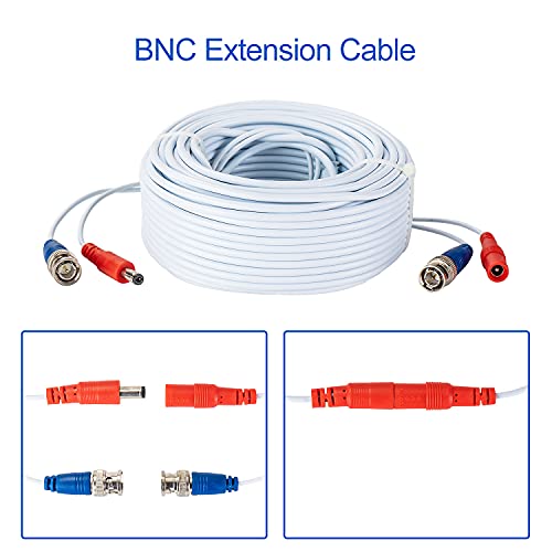 Kefferlo Bnc Cable(4 Pack 200Ft) Security Camera Cable All-In-One Cctv Video Power Cable Wire Bnc Extension Surveillance Cable For Cctv Dvr, Surveillance System With 8 Connectors-White #TOP6