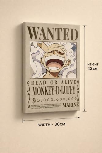 Image of BOND VERSE Luffy Wanted Poster - A3 Size Wall Art Prints (300 GSM Matte Finish) L-42CM X W-30CM | ONE PIECE | Anime Wall Art | Vintage Pirate Bounty Design | Premium Matte Anime Print | BOND VERSE | FRAME NOT INCLUDED