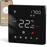 BEOK CONTROLS Fussbodenheizung Thermostat Digital für Wasser Fußbodenheizung und Gaskessel, Smart WiFi Thermostate Raumthermostat Heizungsthermostat Kompatibel Alexa, Google Home 230v 3A Schwarz