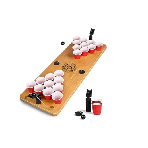 BeerBaller® Shot Pong Cherry | Högkvalitativt körsbärsträ | Vattenavvisande | Mini Beer-Pong bord för fest, JGA, festival eller som presentidé