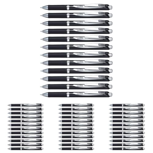 Pentel EnerGel Permanent Security Pen Black 0.7mm Pack of 48 BLP77-AX