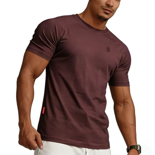 Image of Casual Short Sleeve Crew Neck Classic Wicking Breathable Fitness Muscle Athletic T Shirts Mens