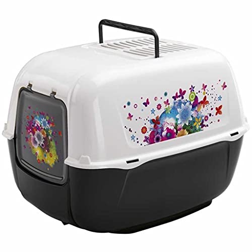 Ferplast Prima Decor, Sanitário Fechado para Gatos, com Decorações e Filtros de Carbono Ativado Ferplast para Gatos