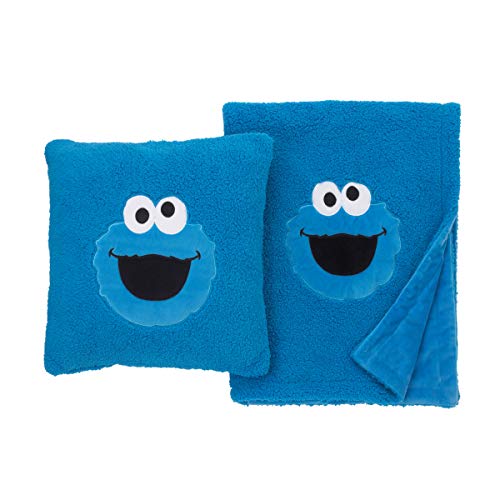 Sesame Street 5708713 Cookie Monster Blue Super Soft Sherpa Toddler Pillow thumb #2