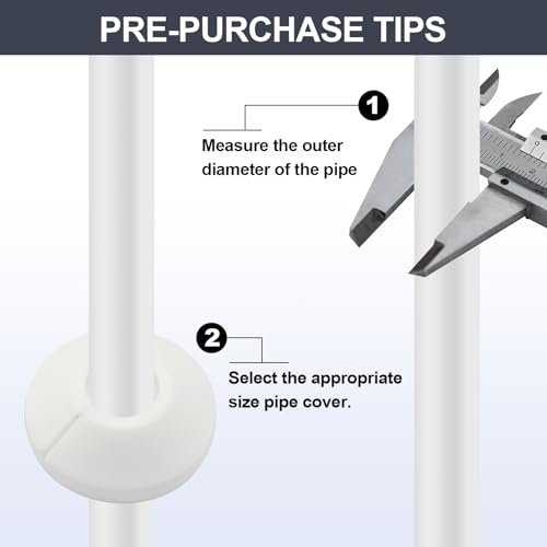 4Pcs 20MM Water Pipe Cover Decoration, Fits 3/4\" OD Pipes, White PP Plastic Escutcheon Water Pipe Drain Line Cover for Wall Pipes Tube Decoration