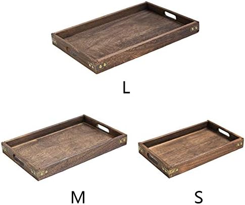 ZDYS Wooden Serving Tray with Handles, Rustic Wood Decorative Tray, Rectangle Breakfast Trays, Food Serving Tray for Fruit Coffee Tea Cupcake Dinner Party Farmhouse Platter