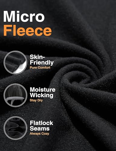 Winvote 3 Pack Thermal Underwear for Men Long Johns Fleece Lined Soft and Warm Set Base Layer for Cold Weather Black-Black-Black S