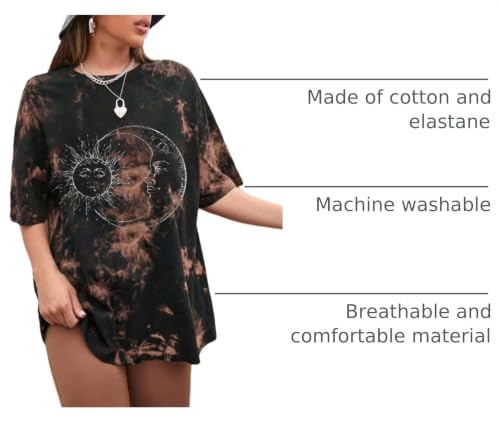 Image of Remidoo Women's Casual Oversized T Shirt Short Sleeve Graphic Tee Letter Tie Dye Shirts