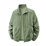[Manatsulife] ウインドブレーカー 男女兼用 UVカット 長袖 日焼け対策 ファスナー ポケット 撥水 速乾 薄手 軽量 登山 釣り トレーニング 夏服 カジュアル 無地 6色展開 オシャレ 2518 (JP, アルファベット, M, グリーン)