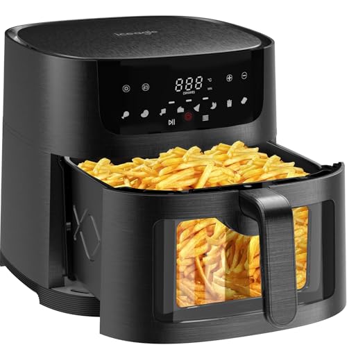 Iceagle Friggitrice ad Aria XXL 9L - 1800W Air Fryer | Friggitrice Senza Olio con Finestra, 8 Programmi, Touch Screen di Facile Utilizzo per una Cottura Semplice, Ricettario