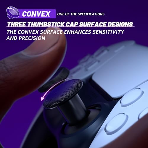 Image of eXtremeRate ThumbsGear V3 Interchangeable Ergonomic Thumbsticks for PS5 Controller, Replacement Analog Thumb Sticks for PS4 Controller - 4 Height Adjustable Convex & Concave Grip Joysticks - Black